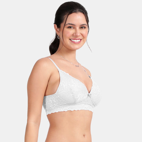 Envie Padded Non-Wired 3/4th Coverage Lace Bra - NVB1131 (White)