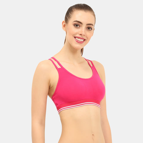 Envie Padded Non-Wired Full Coverage Sports Bra - NVB1069 (Fusia Pink)
