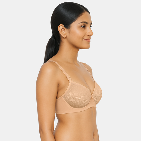 Envie Non-Padded Non-Wired 3/4th Coverage Lace Bra - NVB1133 (Skin)
