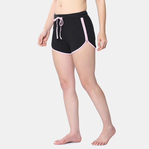Envie Dualtone Relaxed Fit Dolphin Shorts - NVS5023 (Black Light Pink)