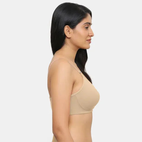 Nude non padded minimiser bra Envie non wired 3/4th coverage cotton spandex bra