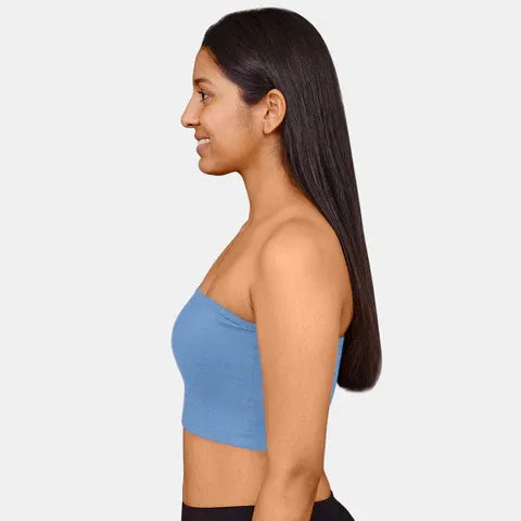Seamless blue bandeau bra Envie medium coverage lightweight comfortable bra for tube tops and dresses