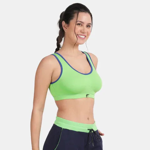 Envie full coverage sports bra green sapphire NVB1055 non wired non padded breathable fabric stretch support activewear bra
