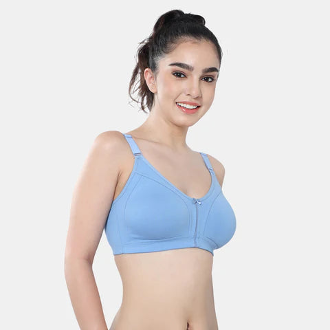 Blue t shirt bra Envie non wired non padded full coverage seamless bra invisible under clothes daily wear