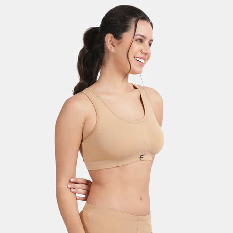 Envie full coverage sports bra skin color NVB1055 non wired non padded breathable fabric stretch support activewear bra