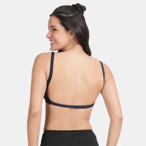 Comfortable navy backless bra Envie non wired non padded 3/4th coverage partywear bra