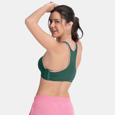 Envie Padded Non-Wired Full Coverage Sports Bra - NVB1050 (Green Pink)