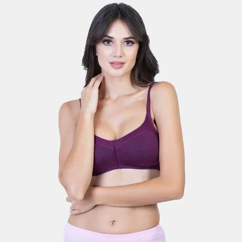 Soft plum T-shirt bra Envie cotton spandex non padded comfortable bra for women