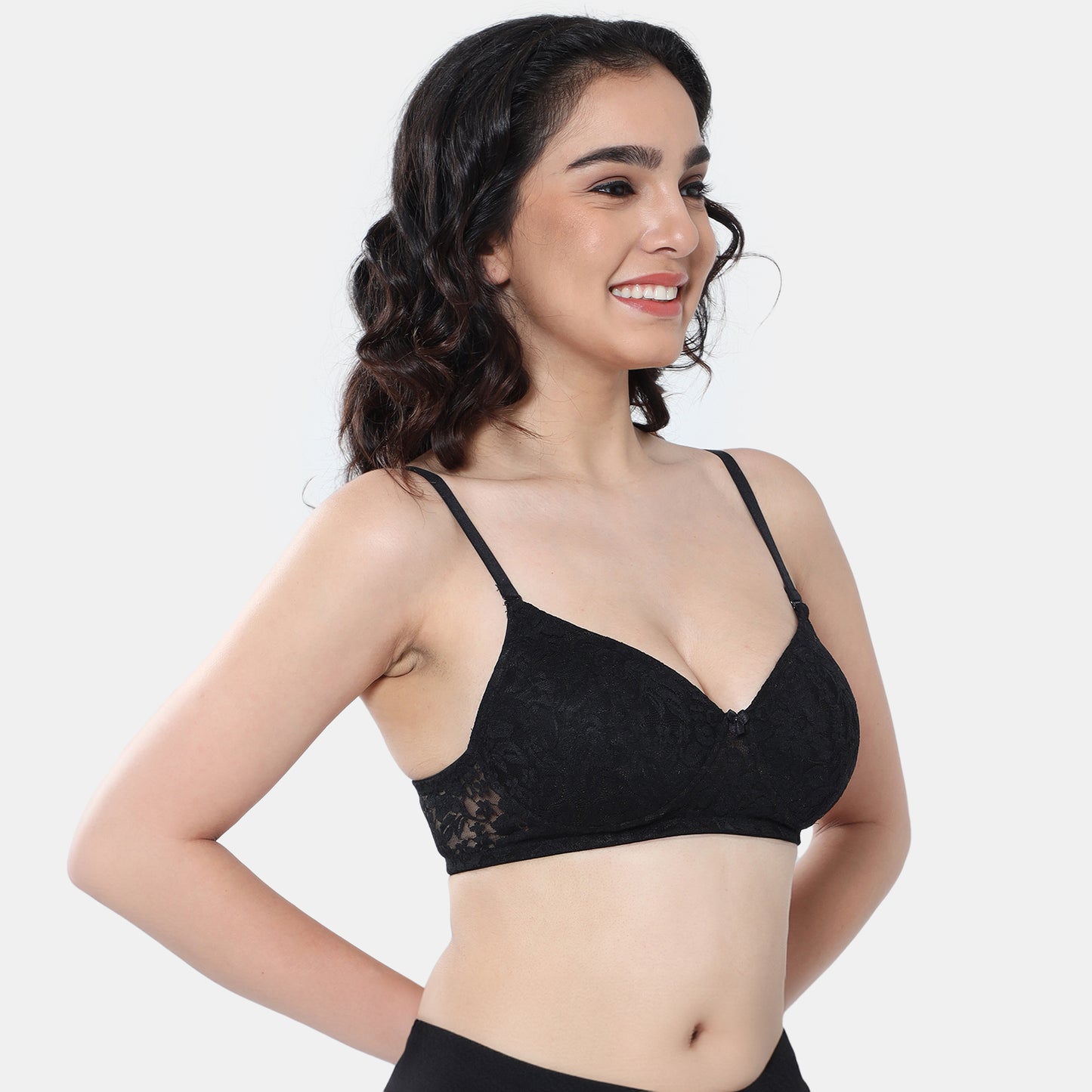 Envie Padded Non-Wired 3/4th Coverage T-Shirt Lace Bra - NVB1118