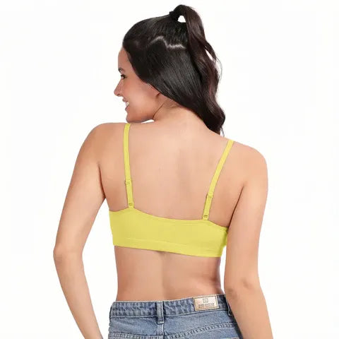 Soft comfortable girls bra yellow Envie full coverage non wired non padded lightweight beginners bra for teens
