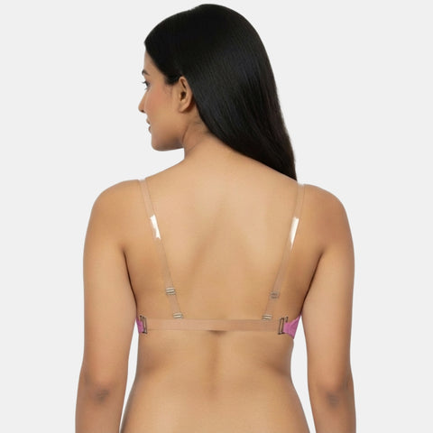 Envie Medium Coverage Bandeau Bra with Transparent Back- NVB1141 (Pink)