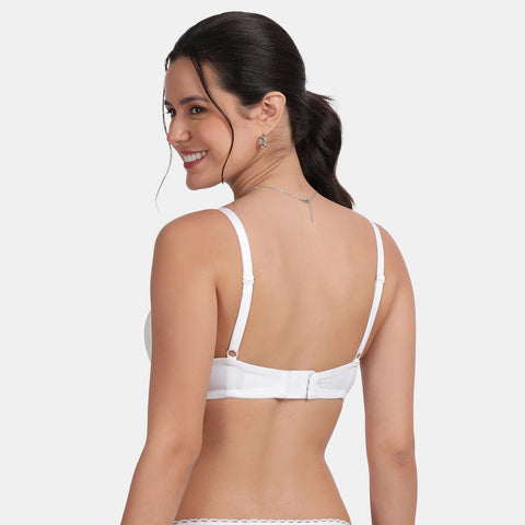 Envie Padded Non-Wired 3/4th Coverage Lace Bra - NVB1130 (White)