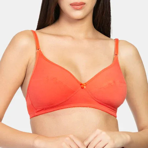 Non padded non wired minimiser bra Envie NVB1001 coral red breathable fabric everyday support bra for women