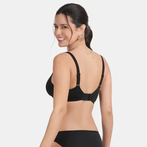 Comfortable black T-shirt bra Envie wired non padded 3/4th coverage everyday bra