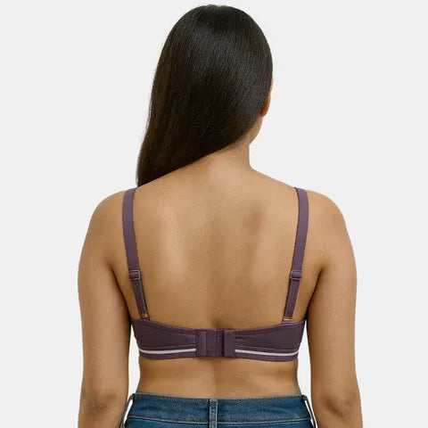 Women’s padded wired 3/4th coverage bra combo in dark purple light purple and grey melange for a shaped comfortable fit
