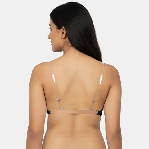 Envie Medium Coverage Bandeau Bra with Transparent Back- NVB1141 (Black)