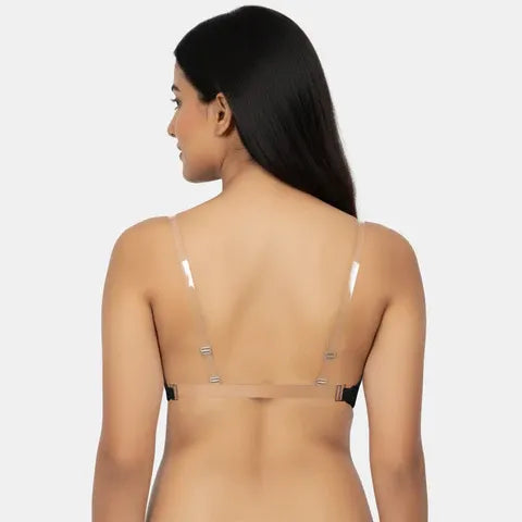 Envie bandeau bra with transparent back medium coverage NVB1141 black strapless seamless fashion bra for women