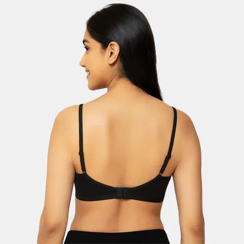 Black T-shirt bra Envie non padded non wired moulded 3/4th coverage comfortable everyday bra