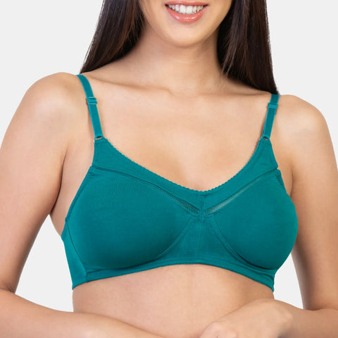 Envie NVB1005 Black and Green Full Coverage Non-Padded Minimizer Bra Pack of 2