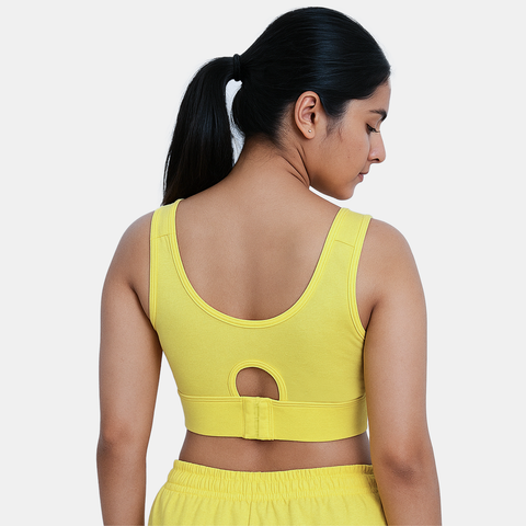 Envie Padded Non-Wired Full Coverage Sports Bra With Removable Padding - NVB1127 (Yellow)
