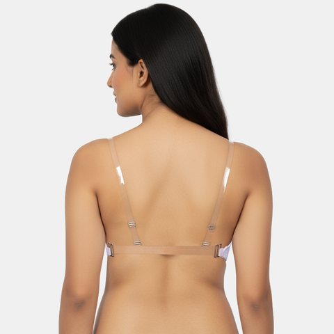 Envie Medium Coverage Bandeau Bra with Transparent Back- NVB1141 (White)