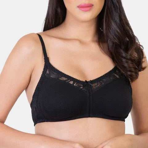 Envie NVB1034 black minimiser lace bra non padded non wired full coverage bra