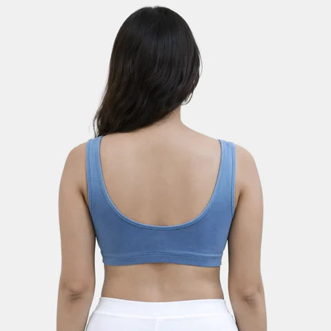 Envie sleeping bra non padded non wired full coverage NVB1022 blue soft breathable cotton night bra for women