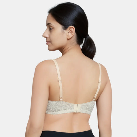 Envie Padded Wired 3/4th Coverage Push-Up Lace Bra - NVB1146 (Nude Black)