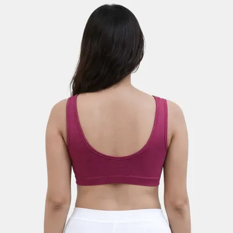 Envie sleeping bra non padded non wired full coverage NVB1022 dark maroon soft cotton comfort night bra for women