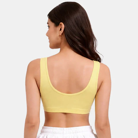 Soft cotton sleeping bra yellow Envie full coverage non wired lightweight comfortable night bra for women