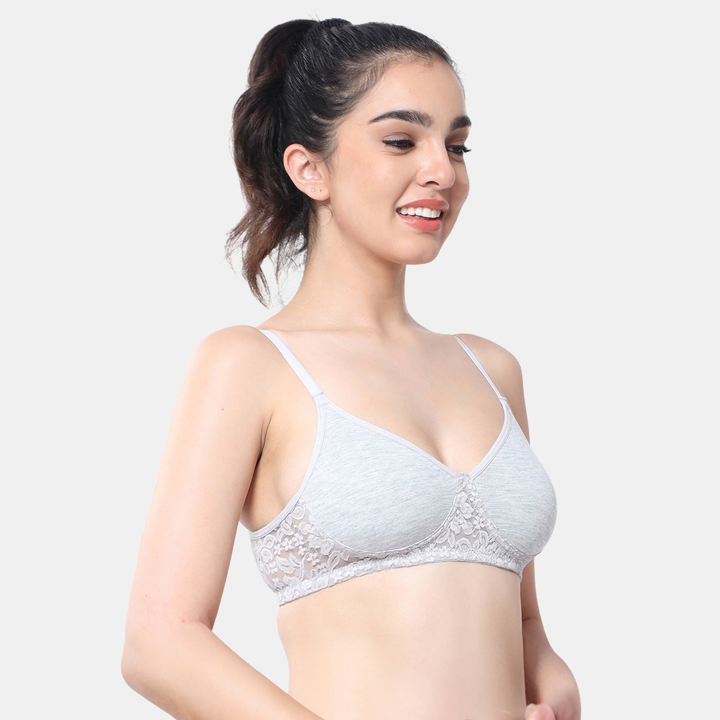 Envie Non-Padded Non-Wired 3/4th Coverage T-Shirt Lace Bra - NVB1090