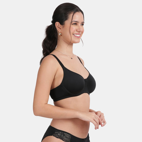Envie Non-Padded Wired 3/4th Coverage T-Shirt Bra With Low Rise Half Rear Coverage Bikini - ST1132-2060NVY