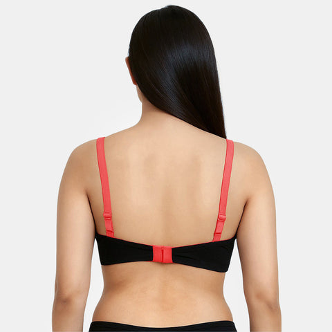 Envie Padded Non Wired Moulded 3/4th Coverage T-shirt Bra - NVB1140 (Black Coral Red)