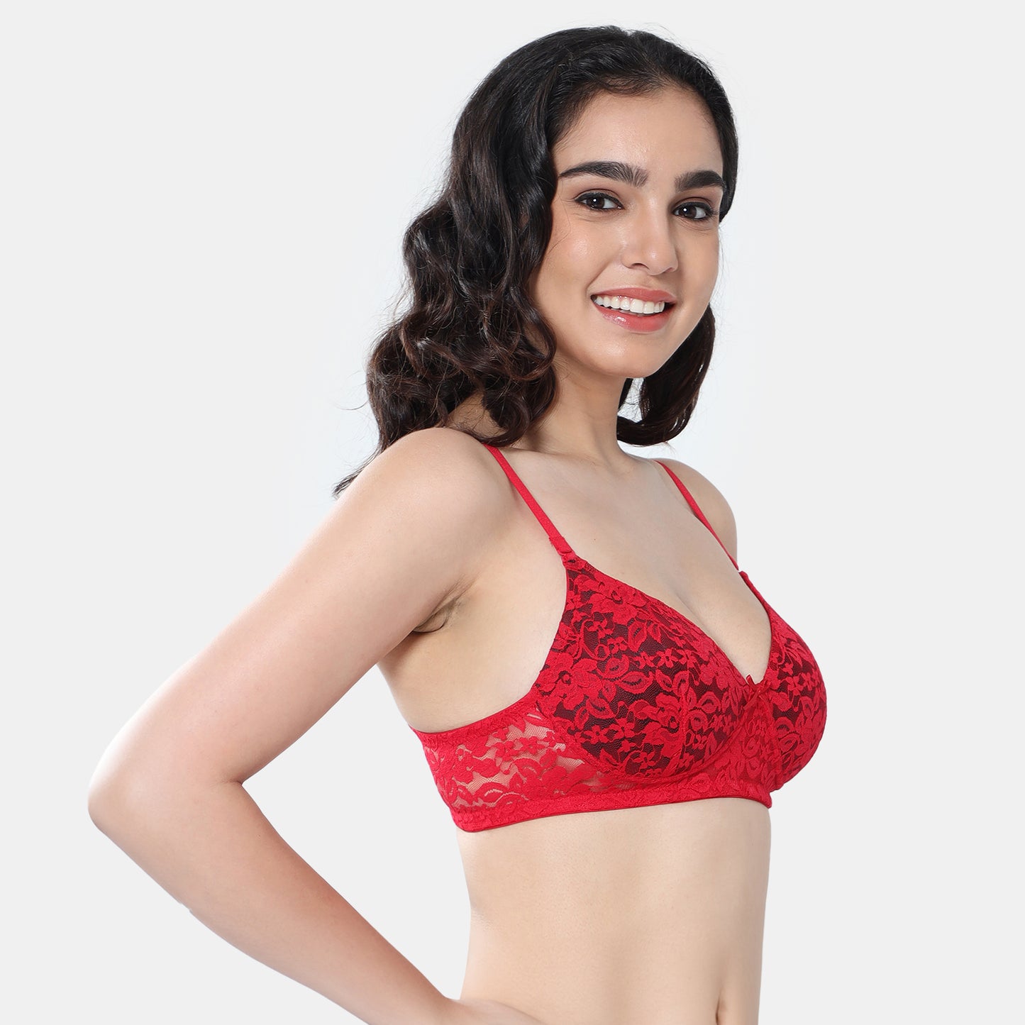 Envie Padded Non-Wired 3/4th Coverage T-Shirt Lace Bra - NVB1118