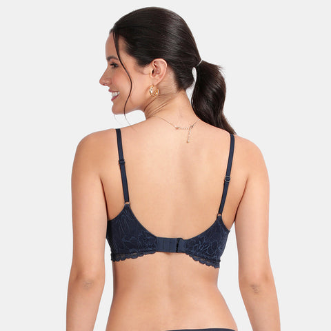 Envie Padded Non-Wired 3/4th Coverage Lace Bra - NVB1131 (Navy)