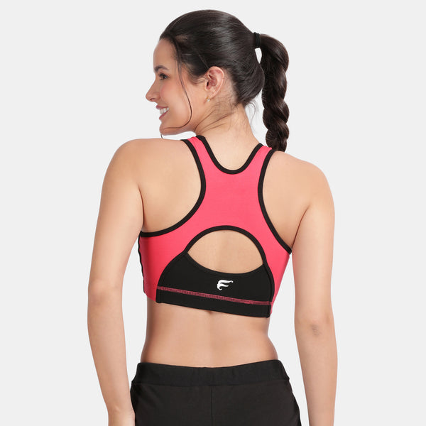 Envie Padded Non-Wired Full Coverage Sports Bra - NVB1051 (Fusia - Black)