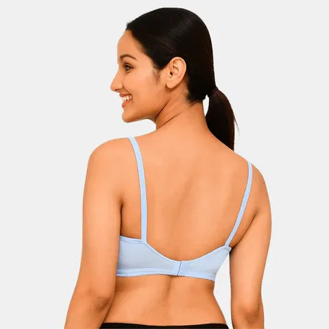 Envie powder blue cotton spandex T-shirt bra non padded non wired moulded 3/4th coverage comfort bra
