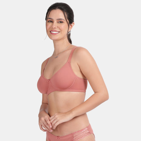 Envie Non-Padded Wired 3/4th Coverage T-Shirt Bra With Low Rise Half Rear Coverage Bikini - ST1132-2060(Mauve Mist)