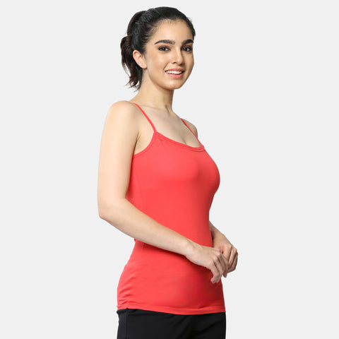 Envie Regular Fit Round Neck Short Length Lace Neckline Camisole - NVC3026 (Red)