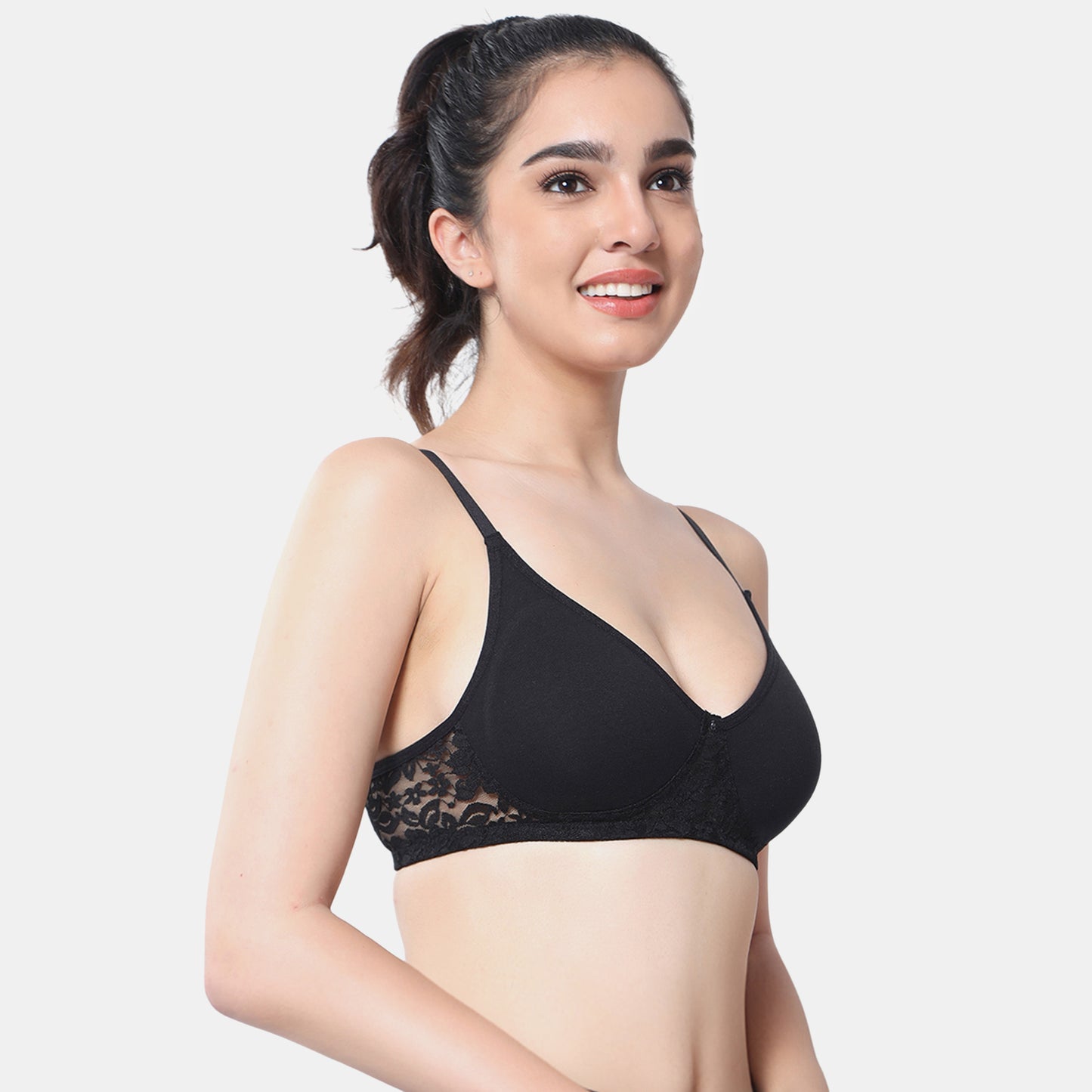 Envie Non-Padded Non-Wired 3/4th Coverage T-Shirt Lace Bra - NVB1090