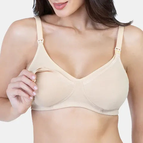 Envie maternity nursing bra non padded non wired 3/4th coverage NVB1023 nude soft breathable comfort bra for pregnancy and feeding