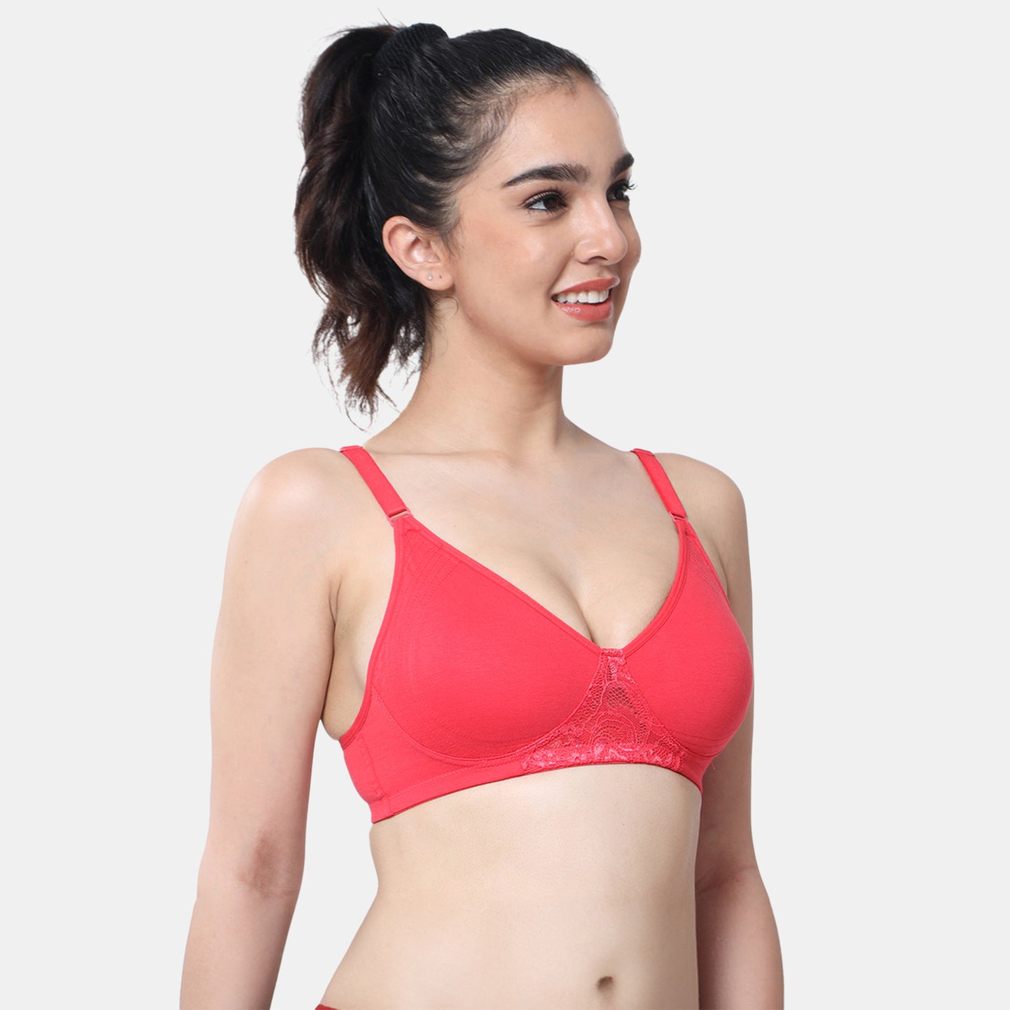 Envie Non-Padded Non-Wired Full Coverage T-Shirt Lace Bra - NVB1088