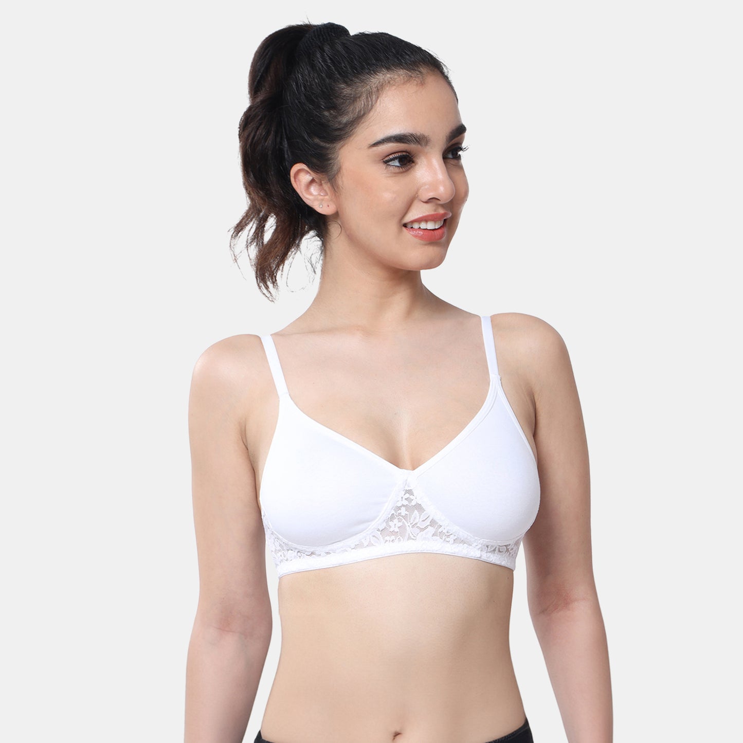 Envie Non-Padded Non-Wired 3/4th Coverage T-Shirt Lace Bra - NVB1090