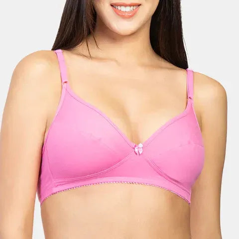 Non padded non wired minimiser bra Envie NVB1001 pink breathable fabric everyday support bra for women