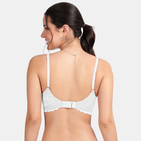 Envie Padded Non-Wired 3/4th Coverage Lace Bra - NVB1131 (White)