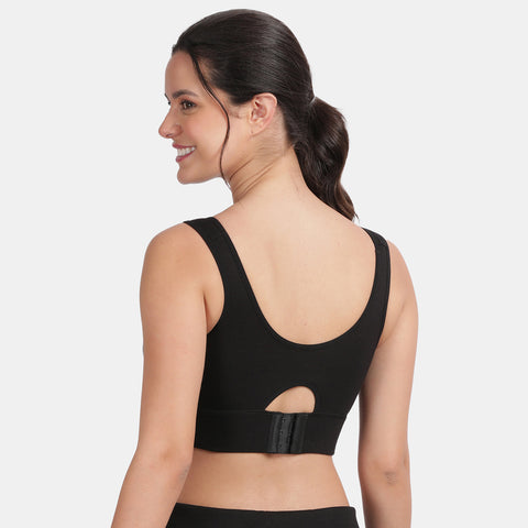 Envie Padded Non-Wired Full Coverage Sports Bra With Removable Padding - NVB1127 (Black)