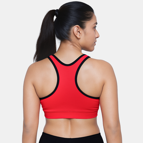 Envie Padded Non-Wired Full Coverage Sports Bra - NVB1050 (Red Black)