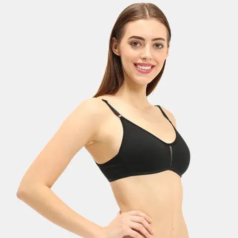 Envie black cotton blend T-shirt bra non padded non wired 3/4th coverage comfort bra
