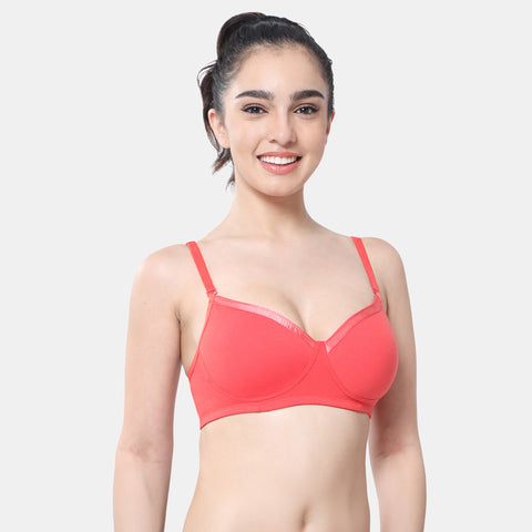 Envie Padded Non-Wired 3/4th Coverage T-Shirt Bra - NVB1007 (Coral Red)