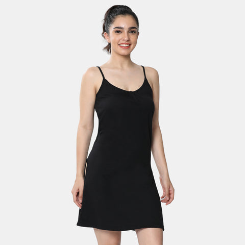 Envie Relaxed Fit Scoop Neck Thigh Length Kurta Slip - NVC3027 (Black)